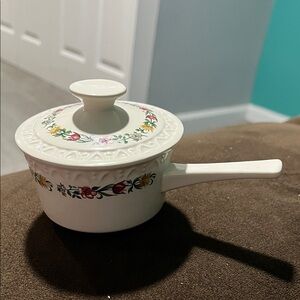 Vintage Villeroy & Boch Floral Ceramic Saucepan Butter Warmer with Lid